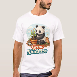 Cute Panda Planting Tree – Grow Kindness Tシャツ