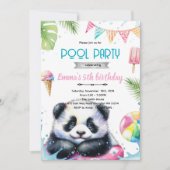 Cute panda pool theme invite 招待状 (正面)