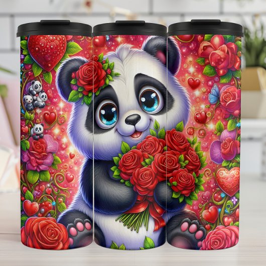 Cute Panda Red Rose Bouquet Wrap タンブラー