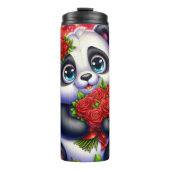 Cute Panda Red Rose Bouquet Wrap タンブラー (正面)