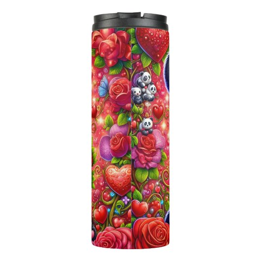 Cute Panda Red Rose Bouquet Wrap タンブラー (裏面)