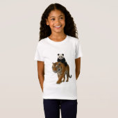 Cute Panda Riding a Tiger Kids T-Shirt Tシャツ (正面フル)