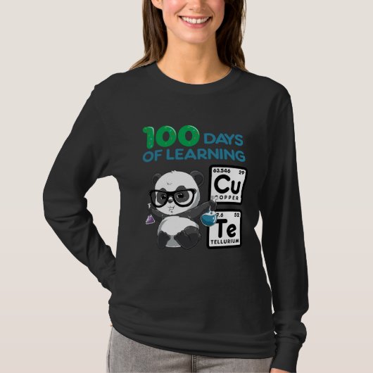 Cute Panda Scientist 100 Shoulder Days Tシャツ (正面)