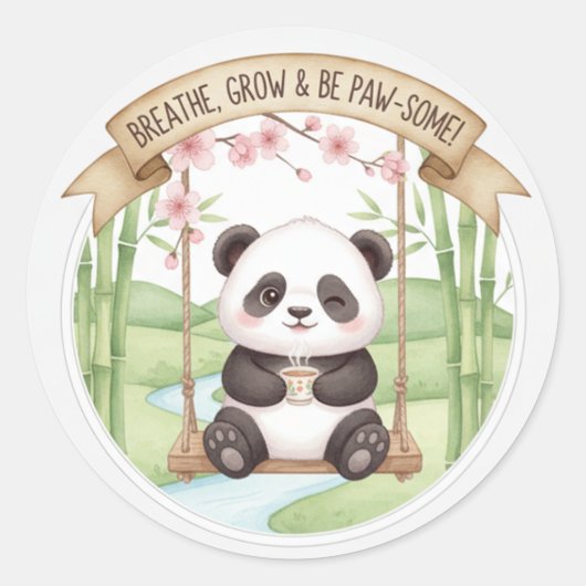 Cute Panda Sticker ラウンドシール (正面)