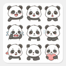 Cute panda sticker pack  スクエアシール