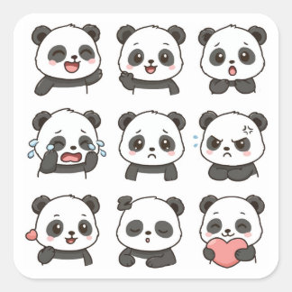 Cute panda sticker pack  スクエアシール