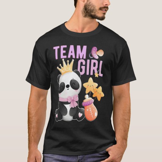 Cute Panda Team Girl  Gender Reveal Baby Shower Pa Tシャツ (正面)