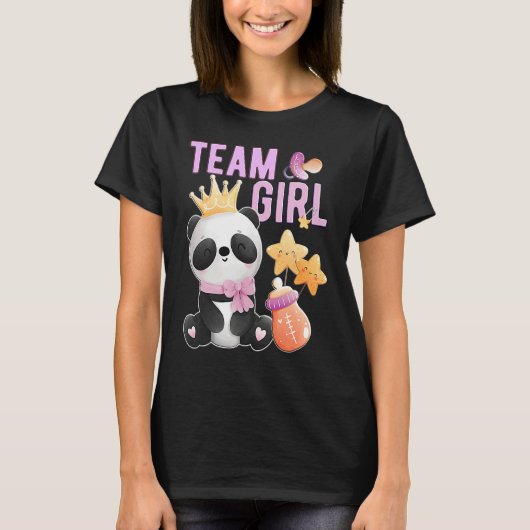 Cute Panda Team Girl  Gender Reveal Baby Shower Pa Tシャツ (正面)