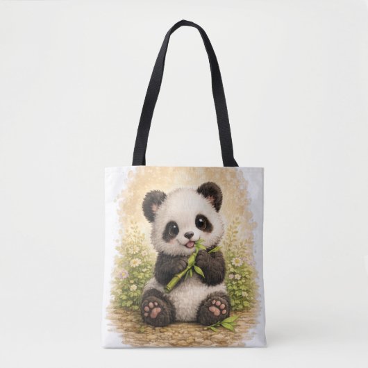 Cute Panda Tote Bag Kawaii Animal Bear トートバッグ (正面)