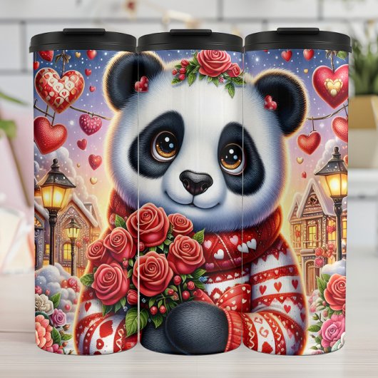 Cute Panda Winter Rose Bouquet Wrap タンブラー