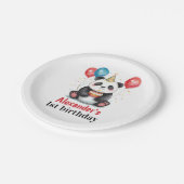 Cute Panda with Balloons & Cake 1st birthday ペーパープレート (アングル)