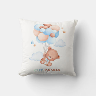 Cute Panda with Balloons Pillow – Adorable Kawaii クッション