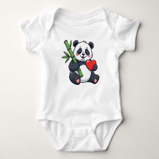 Cute Panda with Bamboo Kids Dress – Adorable Anima ベビーボディスーツ