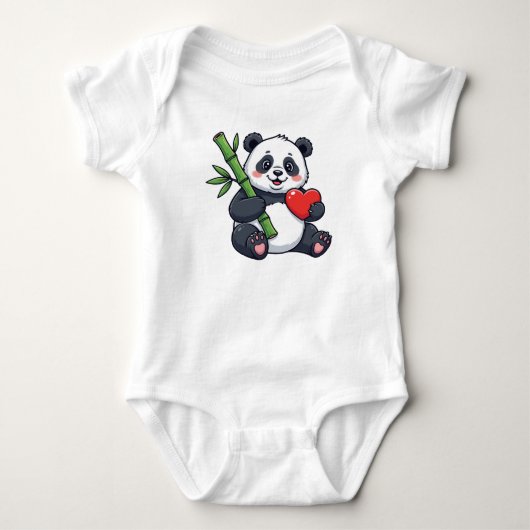 Cute Panda with Bamboo Kids Dress – Adorable Anima ベビーボディスーツ (正面)
