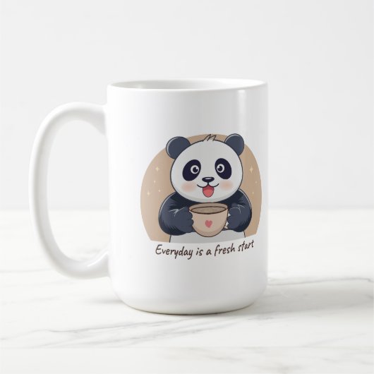 Cute Panda with Coffee コーヒーマグカップ (左)