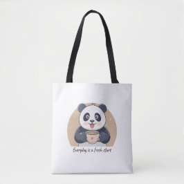 Cute Panda with Coffee トートバッグ