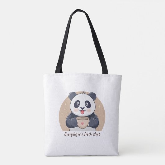 Cute Panda with Coffee トートバッグ (裏面)
