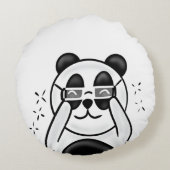 Cute Panda With Glasses ラウンドクッション (裏面)