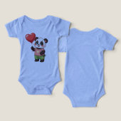 Cute Panda with Heart Balloon Baby Bodysuit (デザイン正面&裏面)