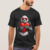 Cute Panda With Heart Love Design Tシャツ (正面)