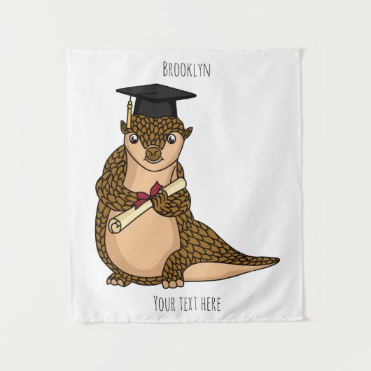 Cute pangolin graduating cartoon タペストリー (正面)