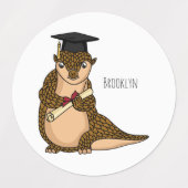 Cute pangolin graduating cartoon  ラベル (デザイン2)