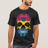 Cute Pansexual Pride Flag Sugar Skull Tシャツ (正面)