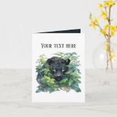 Cute Panther任意の目的を追加文字 カード (黄色い花)