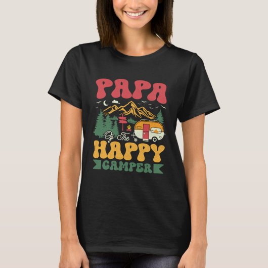 Cute Papa Of The Happy Camper Groovy Camping Trip Tシャツ (正面)