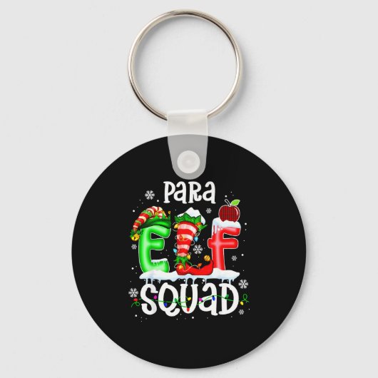 Cute Para Elf Squad Funny Christmas Elf Kids Teach キーホルダー (正面)
