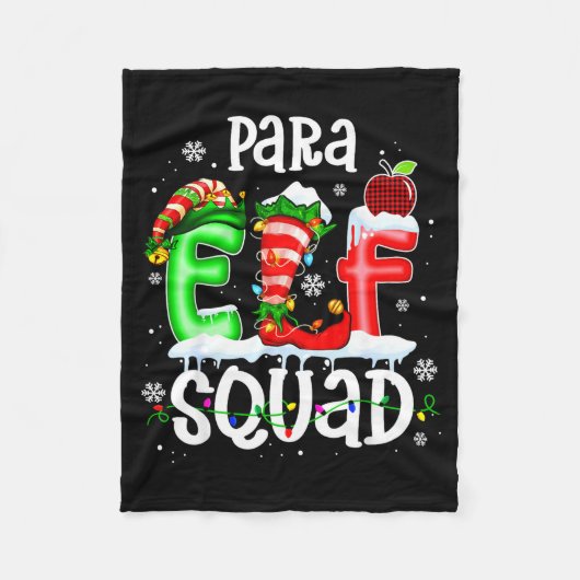 Cute Para Elf Squad Funny Christmas Elf Kids Teach フリースブランケット (正面)