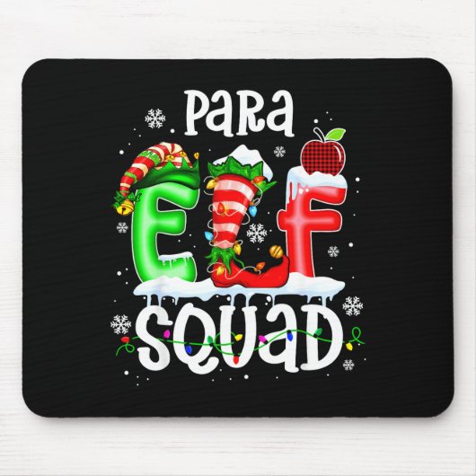 Cute Para Elf Squad Funny Christmas Elf Kids Teach マウスパッド (正面)