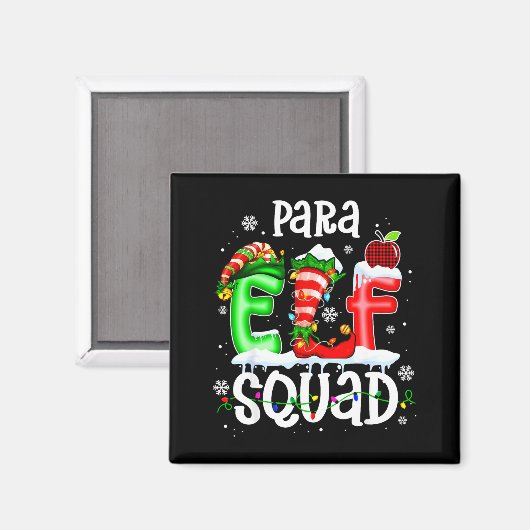 Cute Para Elf Squad Funny Christmas Elf Kids Teach マグネット (正面/裏面)