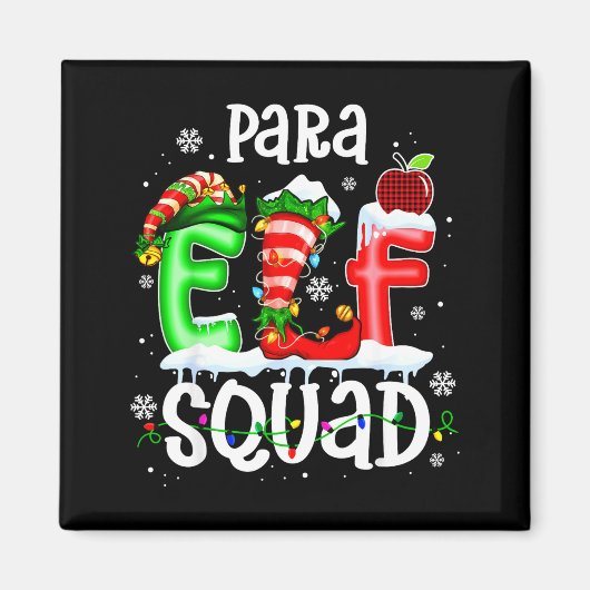 Cute Para Elf Squad Funny Christmas Elf Kids Teach マグネット (正面)