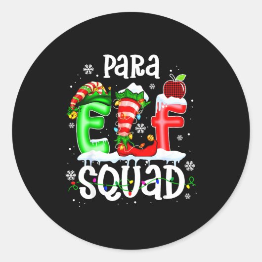 Cute Para Elf Squad Funny Christmas Elf Kids Teach ラウンドシール (正面)