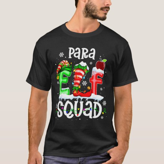 Cute Para Elf Squad Funny Christmas Elf Kids Teach Tシャツ (正面)