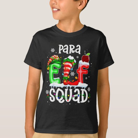 Cute Para Elf Squad Funny Christmas Elf Kids Teach Tシャツ (正面)
