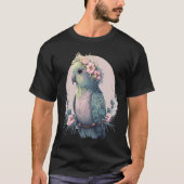 Cute Parakeet Budgie Bird Flower Crown Pet Birds Tシャツ (正面)