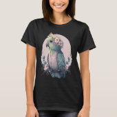 Cute Parakeet Budgie Bird Flower Crown Pet Birds Tシャツ (正面)