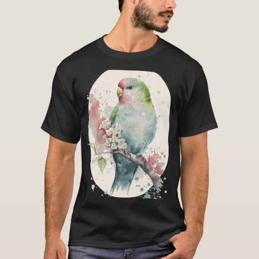 Cute Parakeet Japanese Cherry Blossom Budgie Sakur Tシャツ (正面)