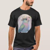Cute Parrotlet Parakeet Bird Flower Crown Pet Bird Tシャツ (正面)