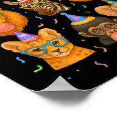 Cute Party Animals Birthday Wildlife Zoo Birthday  ポスター (角)