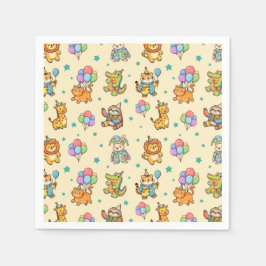 Cute Party Animals Whimsical Kids Birthday Party スタンダードカクテルナプキン