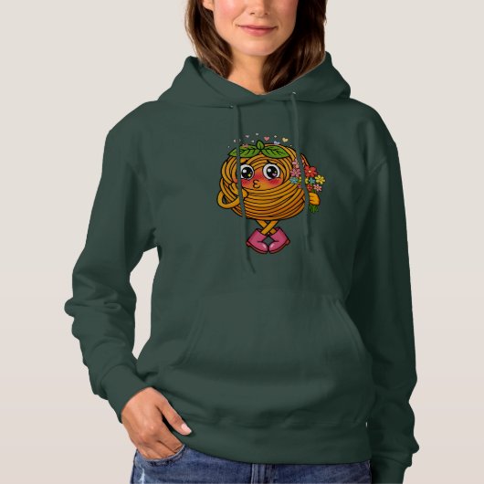 Cute Pasta Polo Character Holding Flowers T-Shirt パーカ (正面)