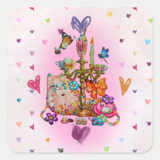 Cute Pastel スクエアシール (正面)