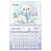 Cute Pastel Animals Personalized Kids 2026 カレンダー (1月 2027)
