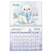 Cute Pastel Animals Personalized Kids 2026 カレンダー (1月 2026)