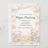 Cute Pastel Baby Shower Invitation Template 招待状 (正面)