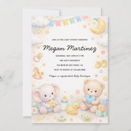 Cute Pastel Baby Shower Invitation Template 招待状