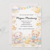Cute Pastel Baby Shower Invitation Template 招待状 (正面/裏面)
